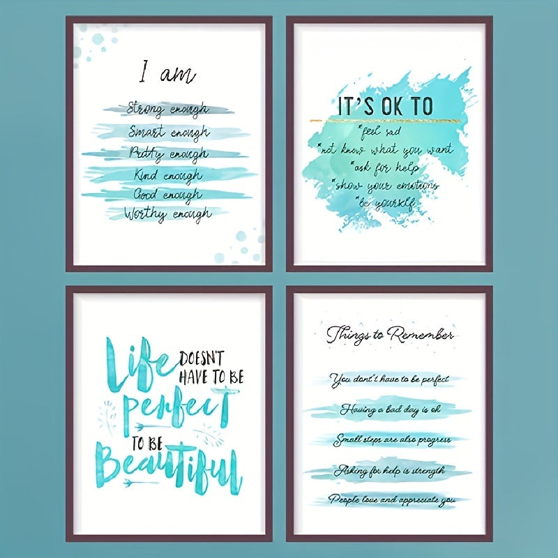 4pcs Green Pink Affirmations Inspirational Art Posters 20 32x25