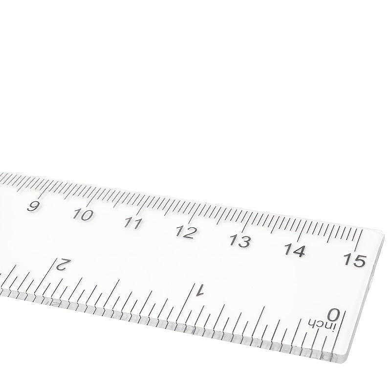 10pcs Clear Plastic Rulers Inches Metric Student Rulers w/ Slanted Edge