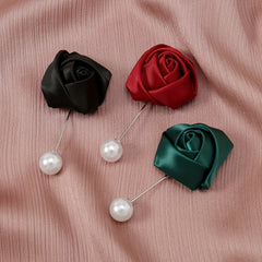 3pc Rose Flower Pins Faux Pearl Scarf Fixed Buckle Hijab Pins Brooches