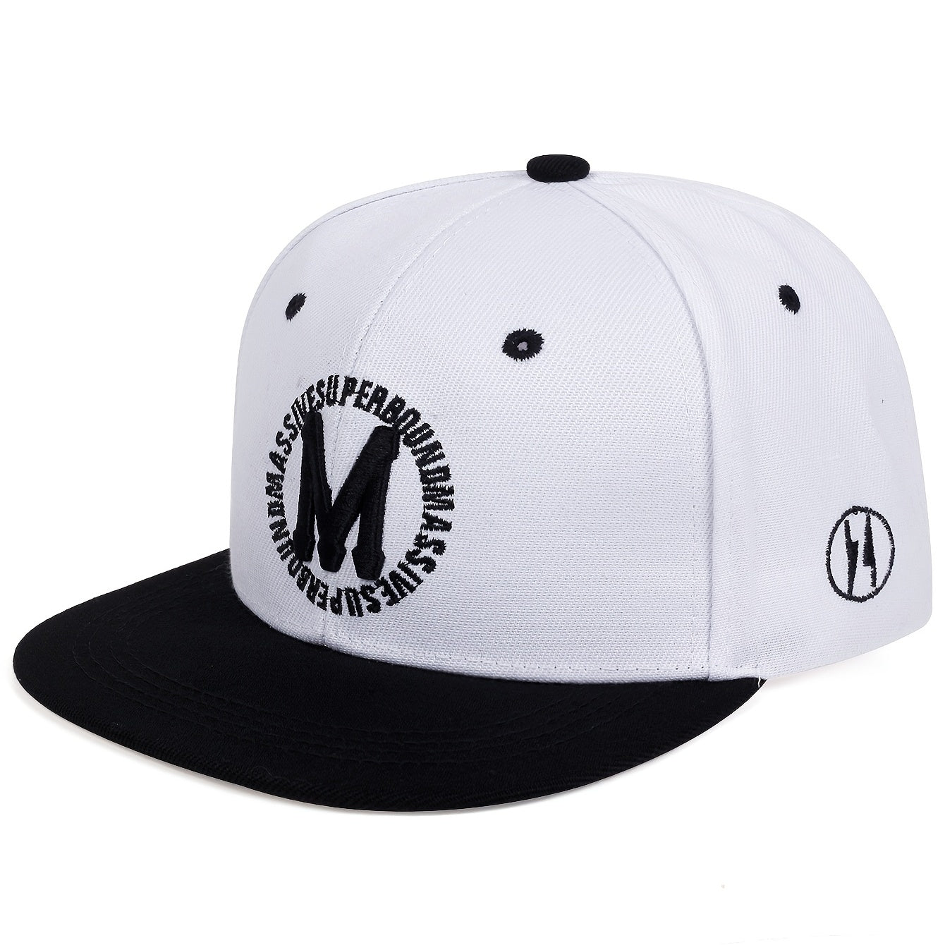 M Embroidery Snapback Hat Hip Hop Solid Casual Baseball Cap Unisex