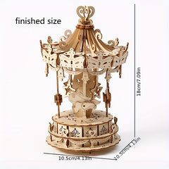 3D Wooden Carousel Jigsaw Puzzle DIY Assembly Model Creative Toy