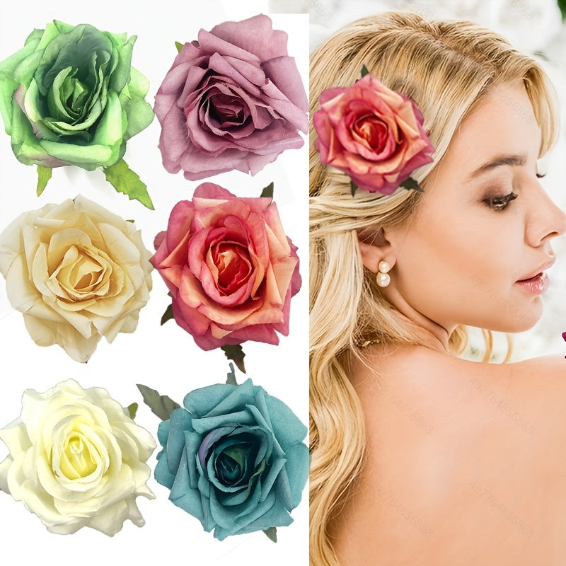 Rose Flower Hair Clip Non slip Duck Billed Clip
