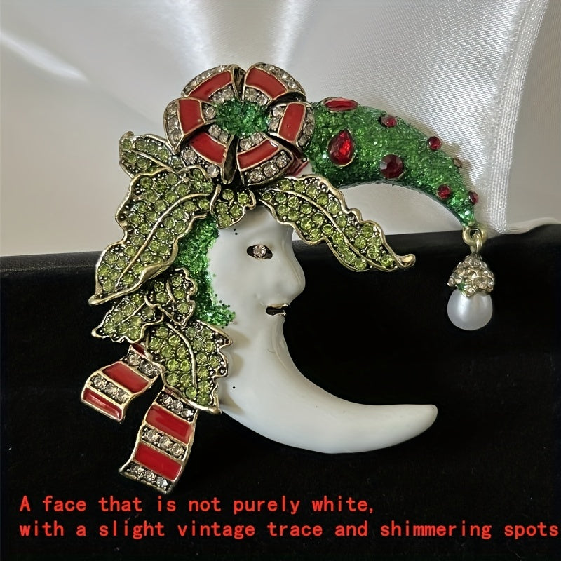 Romantic Flower Moon Brooch for Women Men Unisex Beauty Luxurty Moon Pin
