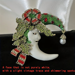 Romantic Flower Moon Brooch for Women Men Unisex Beauty Luxurty Moon Pin