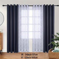 Branch Printed Sheer & Blackout Curtains - Grommet Top Window Drapes