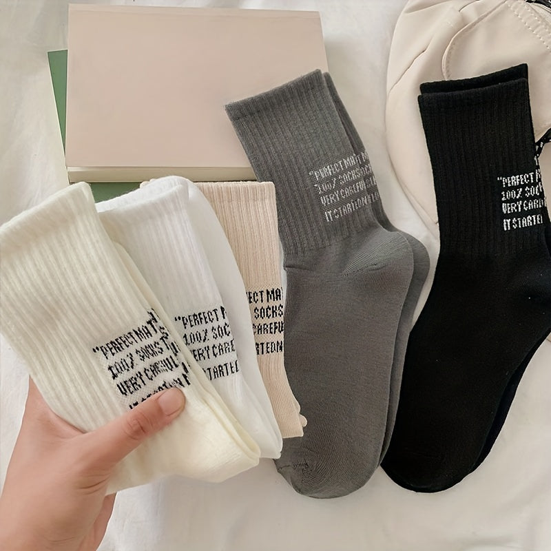 5 Pairs Letter Print Socks All match Women's Stockings