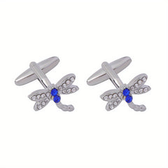 Crystal Micro inlaid Dragonfly Cufflinks & Sleeve Studs Set