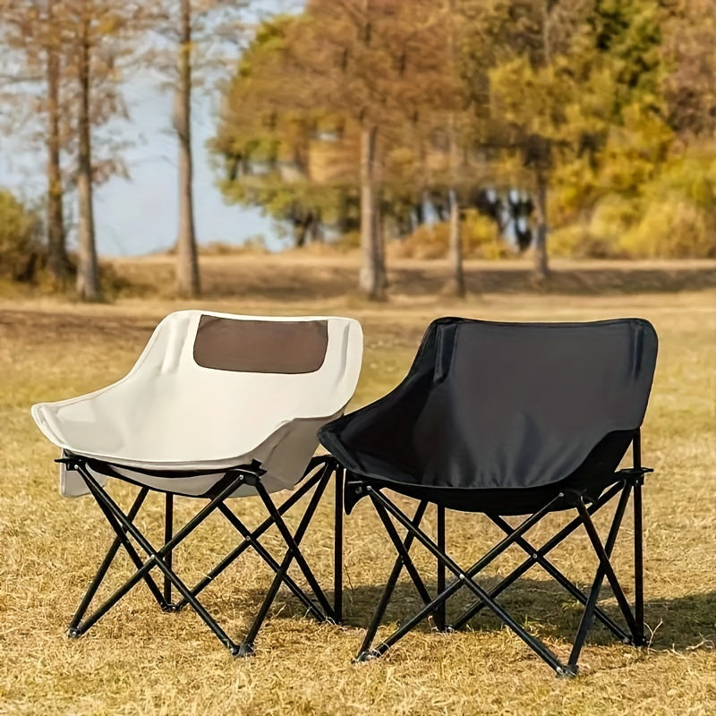 Portable Folding Camping Chair Outdoor Moon Chair With Storage Bag