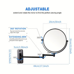 10X Magnification Wall Mounted Makeup Mirror 360 Swivel Extendable Arm