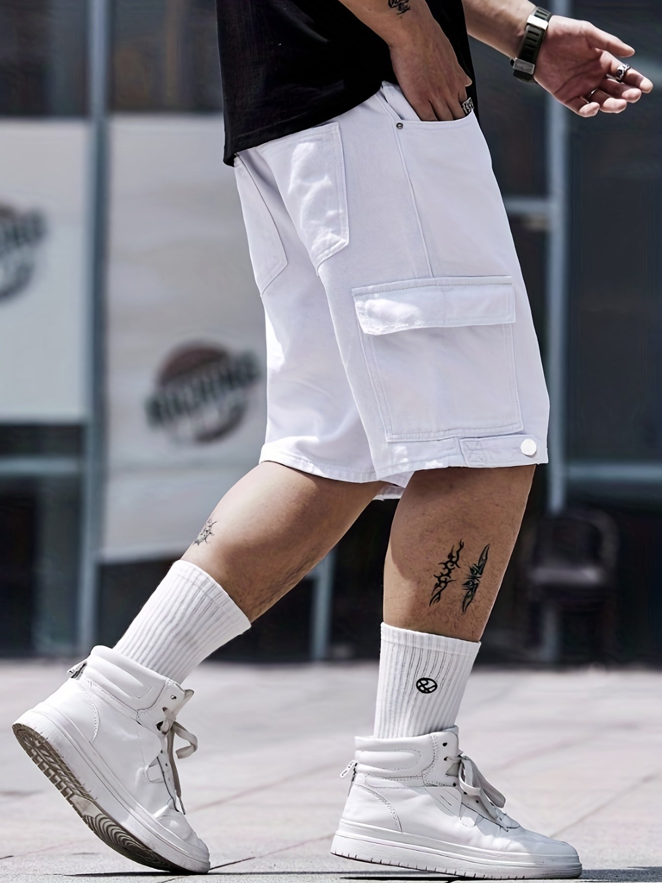 Cotton Denim Cargo Shorts Men's Street Style Shorts