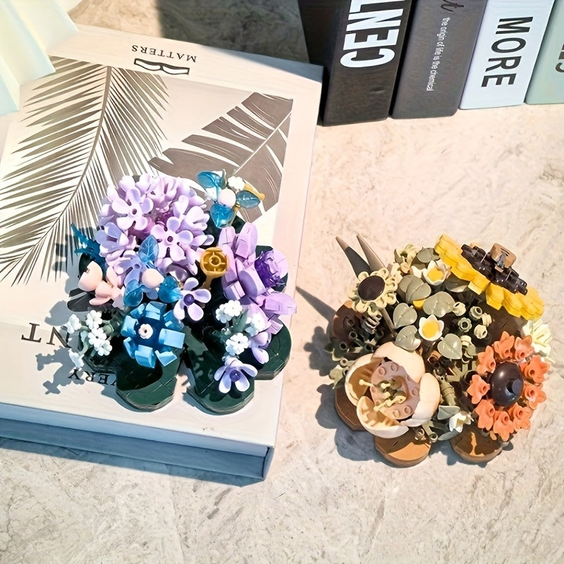 3D Puzzle Flower DIY Kit Romantic Roses Sunflowers Butterfly Building Blocks