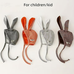 Baby Striped Rabbit Ear Cap For Spring And Autumn 33cm