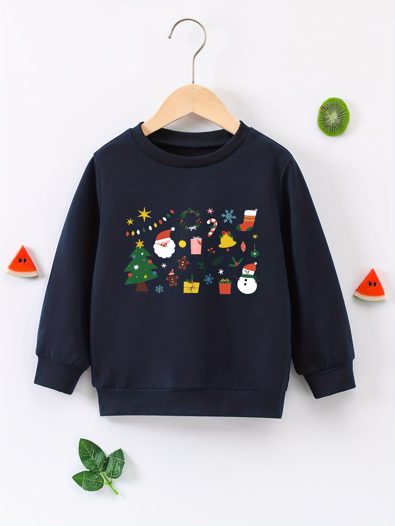Christmas Stickers Boys Sweatshirt Long Sleeve Pullover