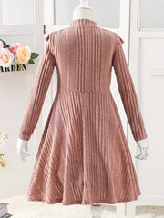 Girls Ruffle Trim Sweater Dress for Autumn Winter