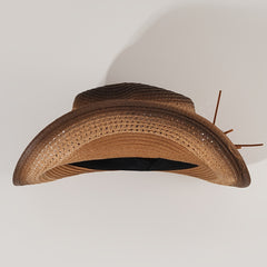 Vintage Cowboy Hat Tassel Belt Gradient Big Brim Straw Hat