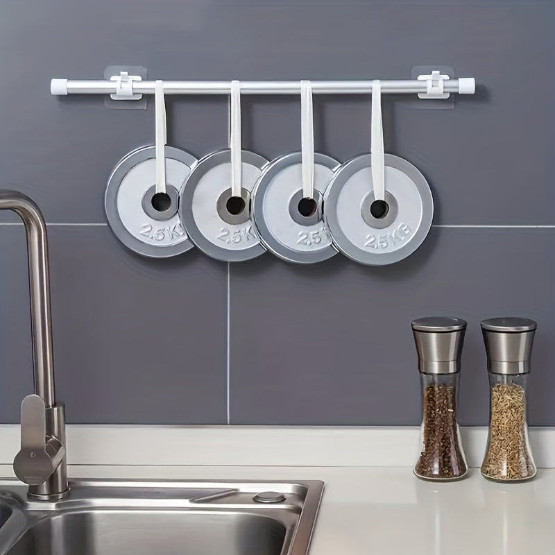 2pcs Adhesive Curtain Rod Bracket Holder Nail Wall Mounted