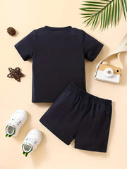 Boys Dinosaur T Shirt & Shorts Set Amerisaurus Rex Print Crew Neck Tee