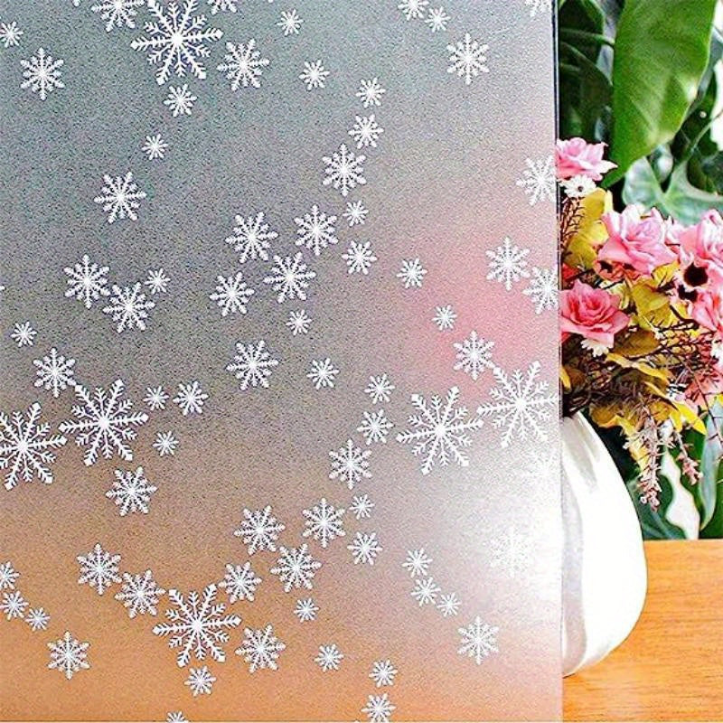 Christmas Snowflakes Window Film Non Adhesive Heat Control Frosted Glass