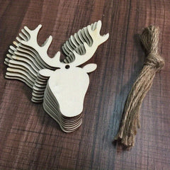 10pcs Wooden Christmas Ornaments Natural Wood Slices Hanging Ornaments