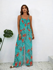 Boho Floral Wide Leg Jumpsuit Sleeveless