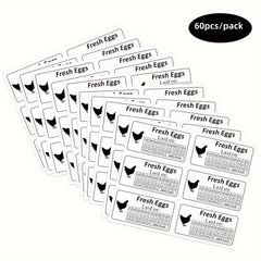 60pcs Fresh Farm Egg Time Sticker Carton Label Self-adhesive for Supermarket