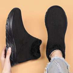 Plush Furry Slip On Mesh Breathable Running Shoes