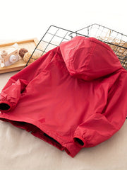 Boys Zip Up Hooded Jacket Raincoat Windbreaker Outerwear
