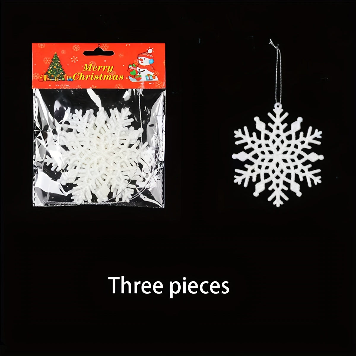3 Christmas Snowflake Hanging Decorations for Tree & Venue