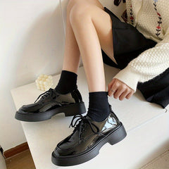 Women's Platform Loafers Lace Up Casual Shoes