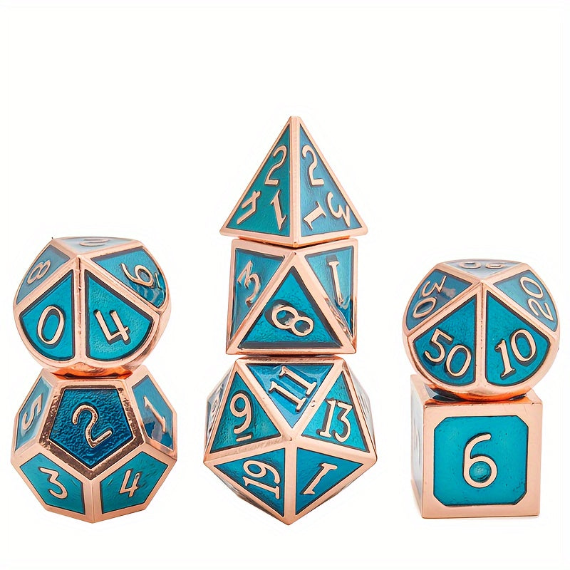 7pcs Metal Enamel Polyhedral Dice Set for RPG