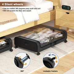 Under Bed Storage Box With Wheels Cloth Cover Dust-proof Shelf