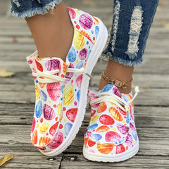 Colorful Pattern Flat Skate Shoes Lightweight Sneakers