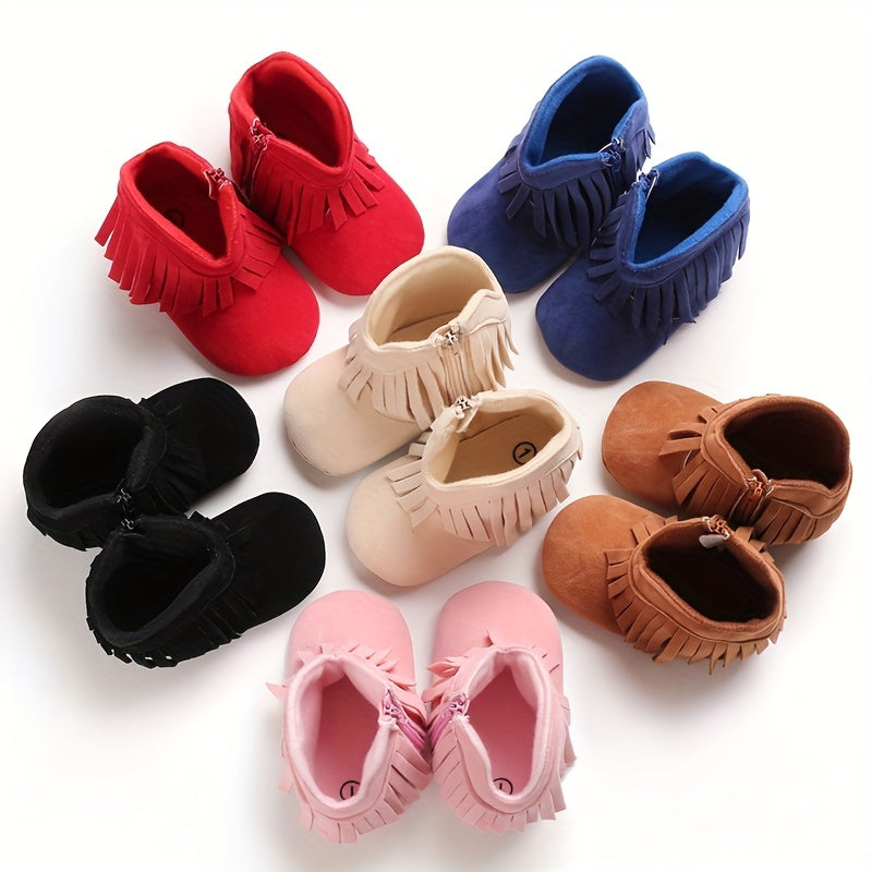 Baby Girls Tassels Warm High Top Boots Non slip Soft Thick Crib Shoes