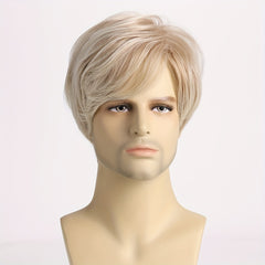 Men's Golden Short Curly Wig for Daily Wear