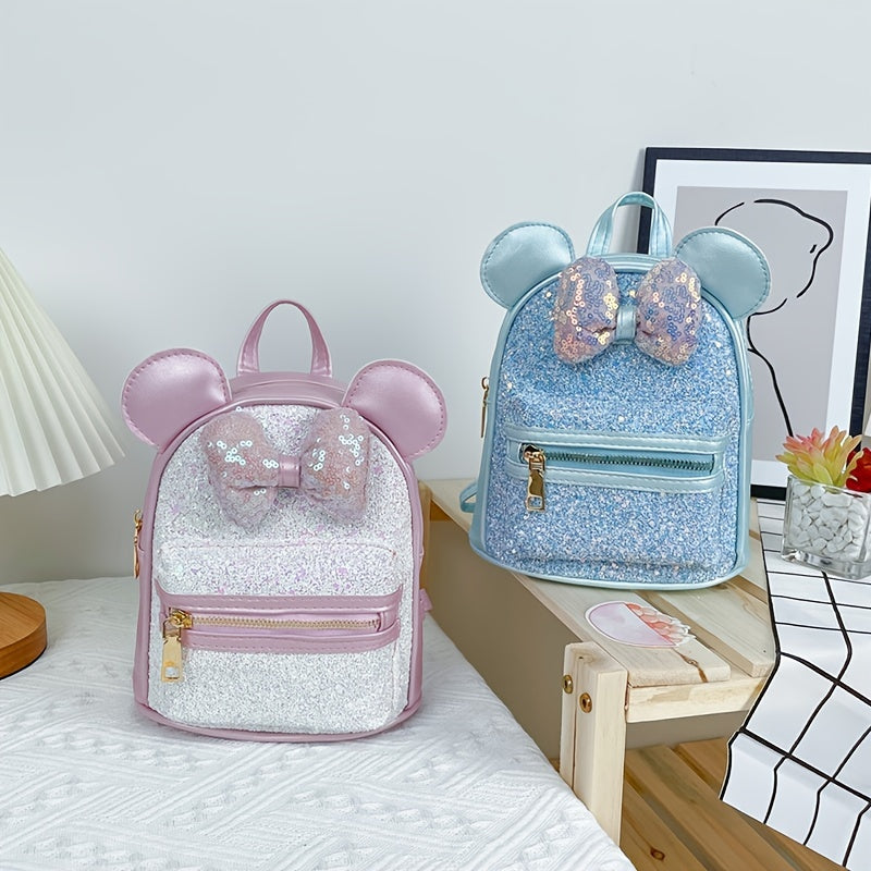 Kids Backpack Sequin Bow School Bag Ears Kindergarten Schoolbag