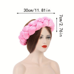 Satin Headband Twist Braid Hair Band Rhinestone Decor Headdress