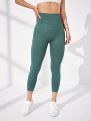 High Waist Solid Sports Pants Tummy Control Leggings Women's Activewear