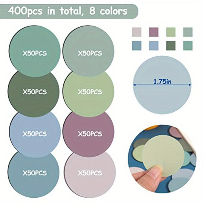 400 Morandi Transparent Round Sticky Notes 8 Colors