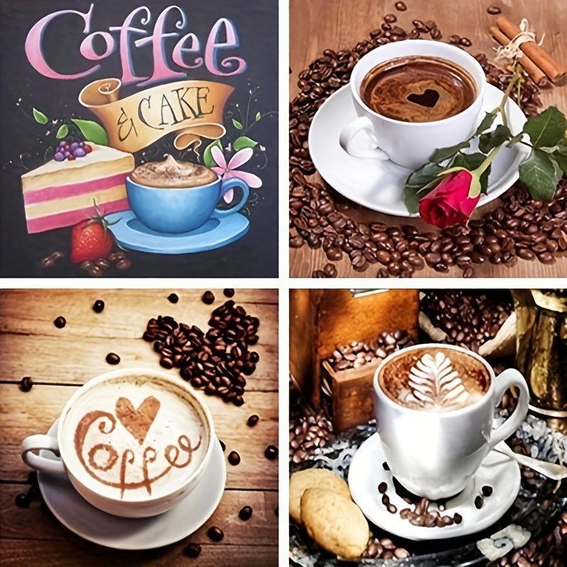 4pcs Set 5D Coffee Cup Diamond Painting Full Of Diamonds