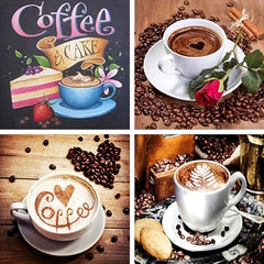 4pcs Set 5D Coffee Cup Diamond Painting Full Of Diamonds