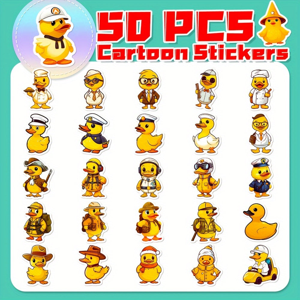 50pcs Yellow Duck Graffiti Stickers for Guitar Skateboard Phone Laptop