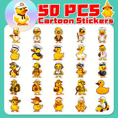 50pcs Yellow Duck Graffiti Stickers for Guitar Skateboard Phone Laptop