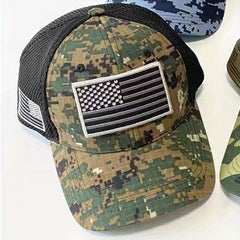 Camouflage Trucker Hat Flag Embroidery Baseball Cap Patriotic Dad Hats