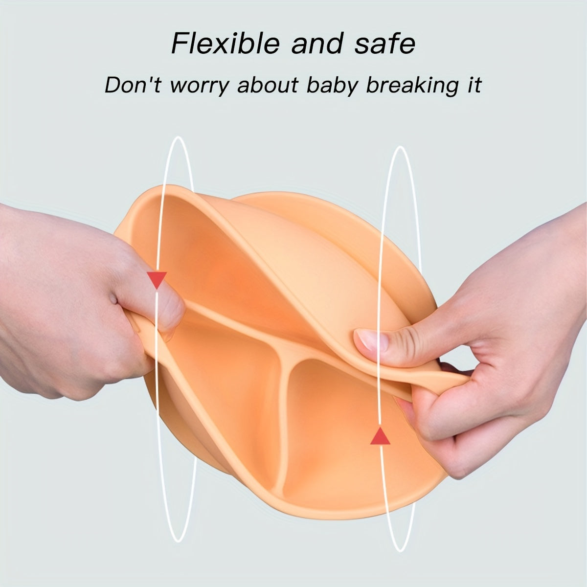 Baby Divided Bowl With Straw Silicone Suction Cup