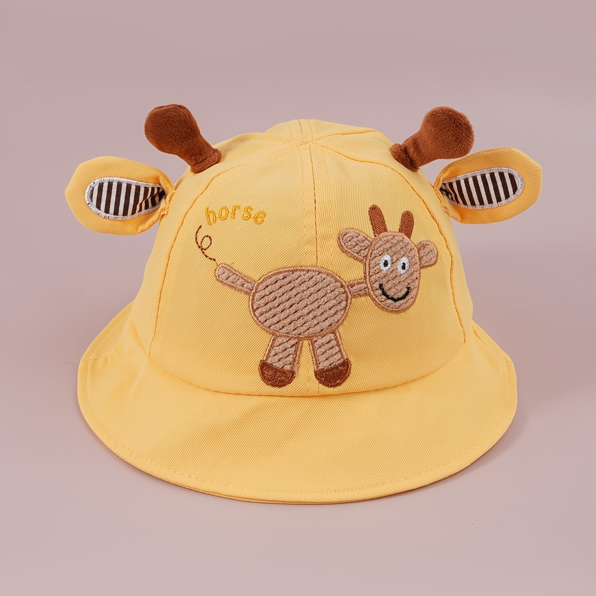 Cartoon Giraffe Embroidery Fisherman's Hat for Baby