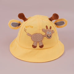 Cartoon Giraffe Embroidery Fisherman's Hat for Baby