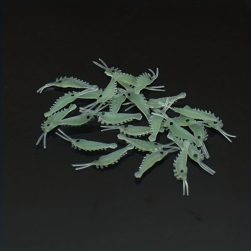50pcs Fishing Soft Lures Glow Shrimp Worms Baits Ice Fishing Tackle Bass