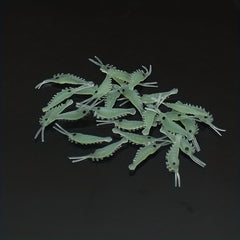50pcs Fishing Soft Lures Glow Shrimp Worms Baits Ice Fishing Tackle Bass