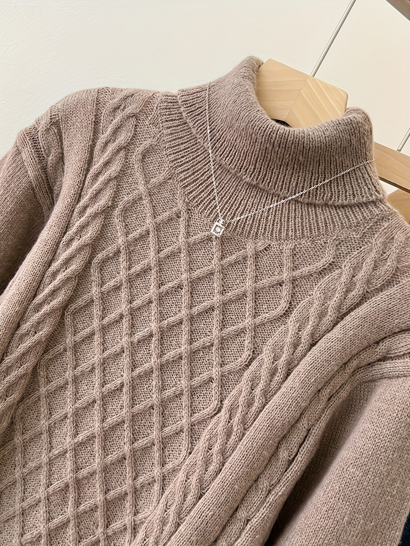 Geo Pattern Turtle Neck Pullover Sweater Long Sleeve Women's Clothing