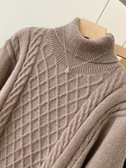 Geo Pattern Turtle Neck Pullover Sweater Long Sleeve Women's Clothing